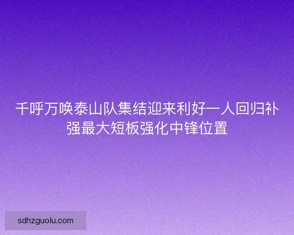 千呼万唤泰山队集结迎来利好一人回归补强最大短板强化中锋位置