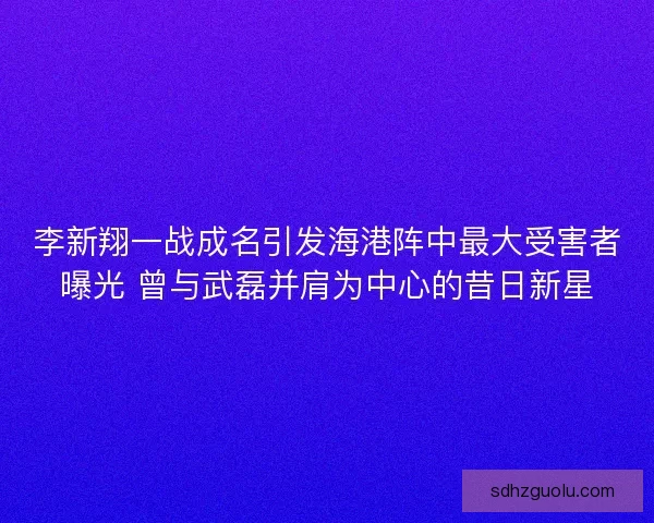 李新翔一战成名引发海港阵中最大受害者曝光 曾与武磊并肩为中心的昔日新星 李新翔一战成名引发海港阵中最大受害者曝光 曾与武磊并肩为中心的昔日新星