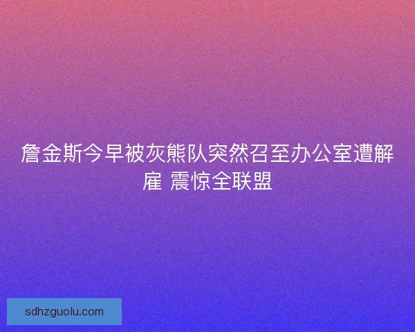 詹金斯今早被灰熊队突然召至办公室遭解雇 震惊全联盟