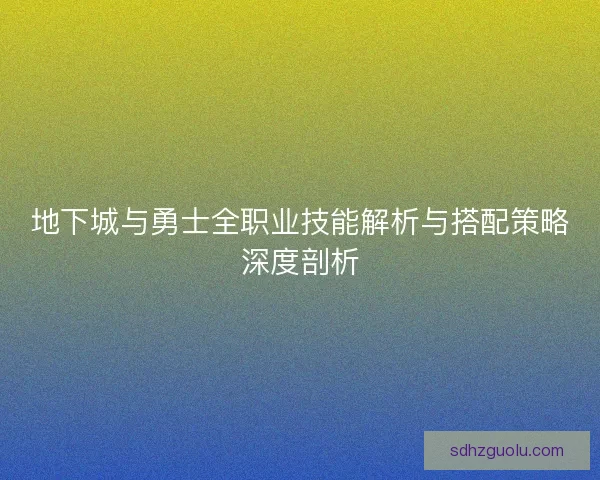 地下城与勇士全职业技能解析与搭配策略深度剖析