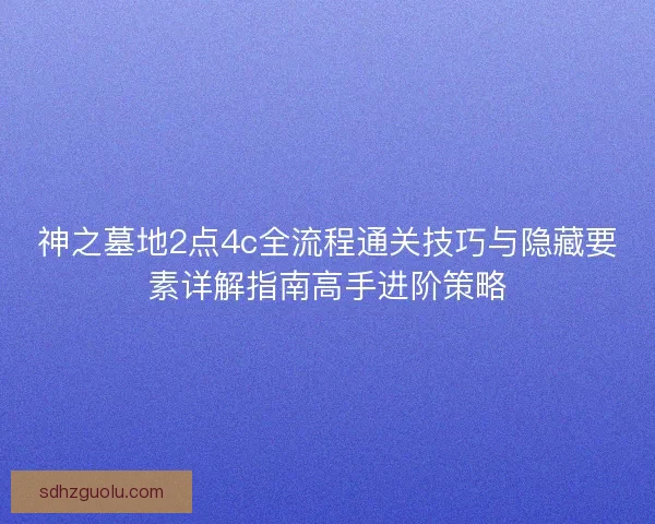 神之墓地2点4c全流程通关技巧与隐藏要素详解指南高手进阶策略