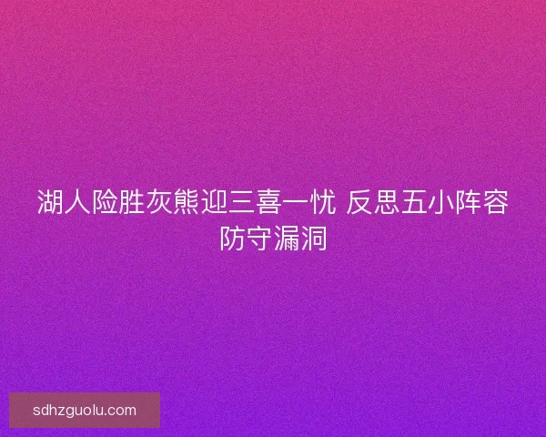 湖人险胜灰熊迎三喜一忧 反思五小阵容防守漏洞