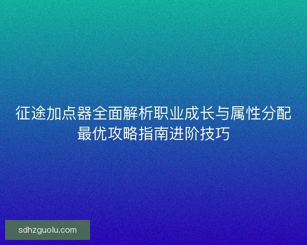 征途加点器全面解析职业成长与属性分配最优攻略指南进阶技巧