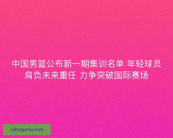 中国男篮公布新一期集训名单 年轻球员肩负未来重任 力争突破国际赛场