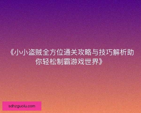 《小小盗贼全方位通关攻略与技巧解析助你轻松制霸游戏世界》