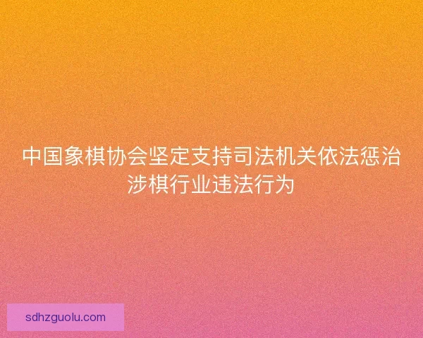 中国象棋协会坚定支持司法机关依法惩治涉棋行业违法行为 中国象棋协会坚定支持司法机关依法惩治涉棋行业违法行为
